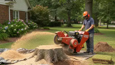 Stump grinding service removing tree stumps in Centerville, Salt Lake City UT for yard restoration