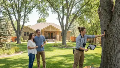 Certified arborist performing tree health assessment for homeowners in Midvale, Salt Lake City, UT
