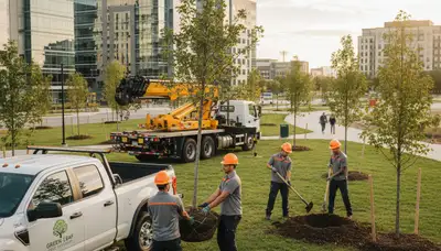 Arborists planting young trees in Salt Lake City, UT for local tree service and landscaping