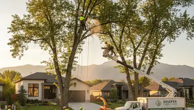 Professional tree removal service in Salt Lake City UT safely cutting large trees