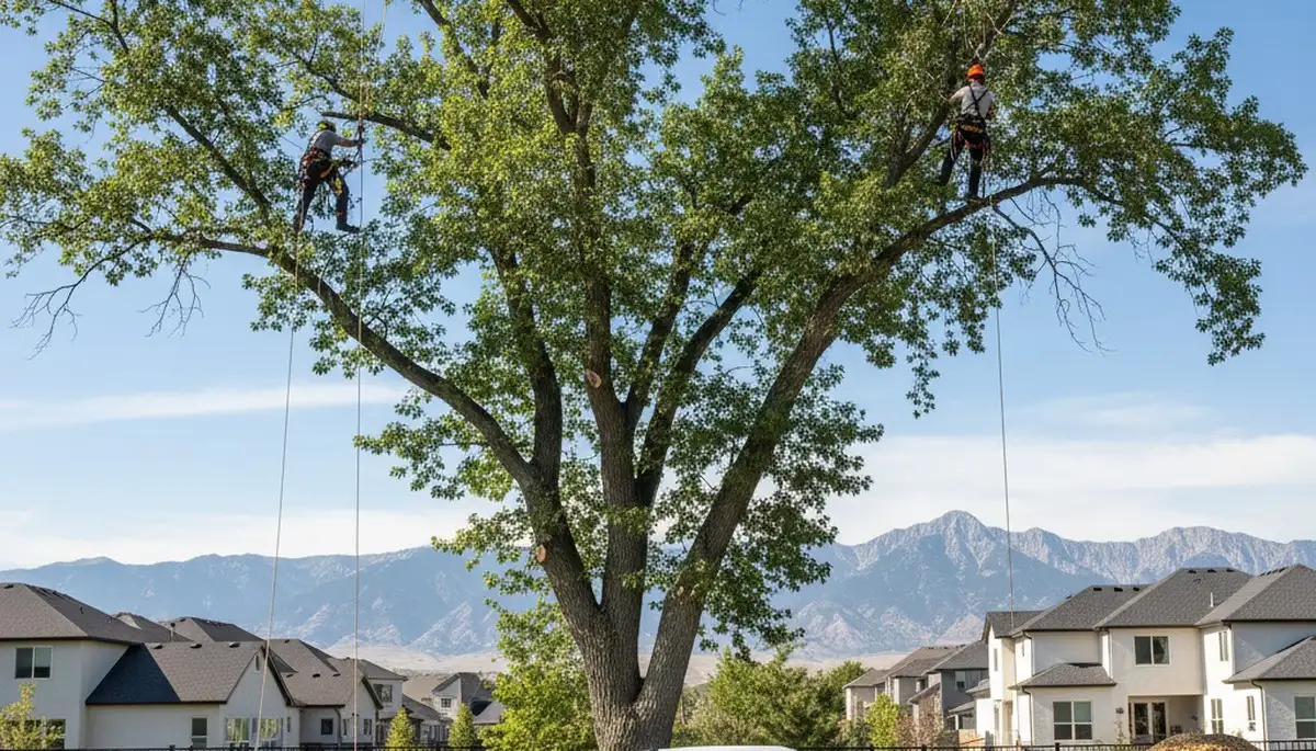 Professional tree removal service in Salt Lake City UT safely clearing large residential trees
