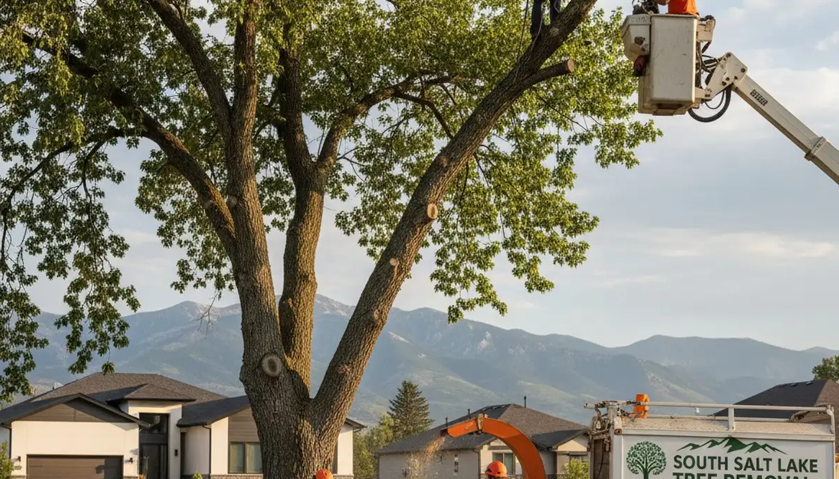 Professional tree removal service in Salt Lake City UT safely cutting and clearing large trees